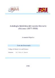 Antología histórica del cuento literario chicano : (1877-1950) / Armando Miguélez | Biblioteca Virtual Miguel de Cervantes