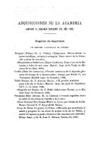Adquisiciones de la Academia durante el segundo semestre del año 1898 | Biblioteca Virtual Miguel de Cervantes