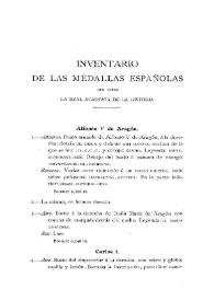 Inventario de las medallas españolas que posee la Real Academia de la Historia / Juan Catalina García | Biblioteca Virtual Miguel de Cervantes