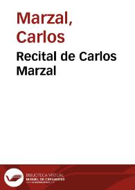 Recital de Carlos Marzal | Biblioteca Virtual Miguel de Cervantes