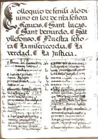 Coloquio de Fenisa a lo divino en lor de Nuestra Señora | Biblioteca Virtual Miguel de Cervantes