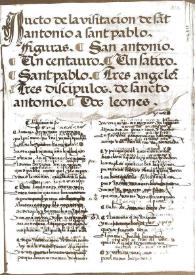 Aucto de la visitación de Sant Antonio a Sant Pablo | Biblioteca Virtual Miguel de Cervantes