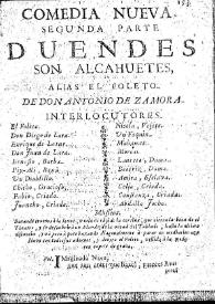 Comedia nueva, segunda parte, Duendes son alcahuetes, alias El foleto / de Don Antonio de Zamora | Biblioteca Virtual Miguel de Cervantes