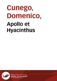 Apollo et Hyacinthus / Dom. Zampieri detto Il Domenichino pinxit, Dom. Cunego sculpsit Romae 1771. | Biblioteca Virtual Miguel de Cervantes