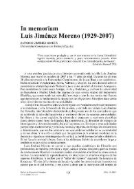 In memoriam : Luis Jiménez Moreno (1929-2007) / Antonio Jiménez García | Biblioteca Virtual Miguel de Cervantes