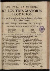 Loa para la comedia de Los tres mayores prodigios | Biblioteca Virtual Miguel de Cervantes