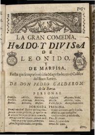 Hado y diuisa de Leonido y de Marfisa | Biblioteca Virtual Miguel de Cervantes