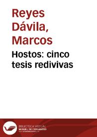 Hostos: cinco tesis redivivas | Biblioteca Virtual Miguel de Cervantes