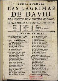 Las lagrimas de David / de el doctor Felipe Godinez | Biblioteca Virtual Miguel de Cervantes