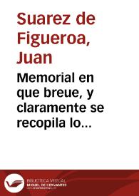 Memorial en que breue, y claramente se recopila lo alegado por la ciudad de Xerez, en el pleito con los compradores de sus tierras... / [Juan Suárez de Figueroa] | Biblioteca Virtual Miguel de Cervantes