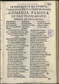 La conquista de Cuenca y primer dedicacion de la Virgen del Sagrario / de Don Pedro Rosete | Biblioteca Virtual Miguel de Cervantes