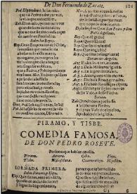 Piramo y Tisbe / de Don Pedro Rosete | Biblioteca Virtual Miguel de Cervantes