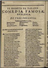 El Hamete de Toledo : burlesca / de tres Ingenios | Biblioteca Virtual Miguel de Cervantes