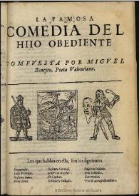 El hijo obediente / compuesta por Miguel Beneyto ... | Biblioteca Virtual Miguel de Cervantes