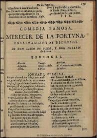Merecer de la Fortuna, ensalzamientos dichosos / de Don Diego de Vera y D. Ioseph de Ribera | Biblioteca Virtual Miguel de Cervantes