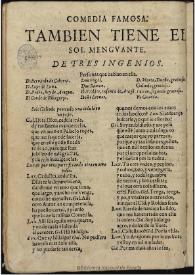 Tambien tiene el sol menguante / de tres Ingenios | Biblioteca Virtual Miguel de Cervantes