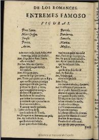De los romances : entremes famoso | Biblioteca Virtual Miguel de Cervantes