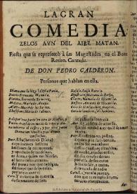 Zelos aun del aire matan / de Don Pedro Calderon | Biblioteca Virtual Miguel de Cervantes