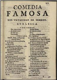 Del cavallero de Olmedo : burlesca / [de D. Francisco de Monteser] | Biblioteca Virtual Miguel de Cervantes