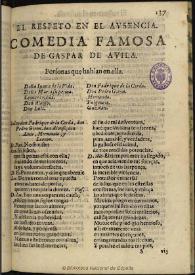 El respeto en el ausencia / de Gaspar de Auila | Biblioteca Virtual Miguel de Cervantes