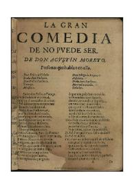 No puede ser / de don Agustín Moreto | Biblioteca Virtual Miguel de Cervantes