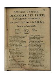 Las canas en el papel y dudoso en la venganza / de don Pedro Calderon | Biblioteca Virtual Miguel de Cervantes