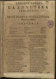 La adultera penitente / de tres Ingenios, Cancer, Moreto y Matos | Biblioteca Virtual Miguel de Cervantes