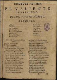 El valiente ivsticiero / de don Agustin Moreto | Biblioteca Virtual Miguel de Cervantes