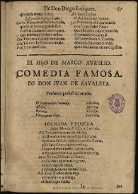 El hijo de Marco Aurelio / de don Iuan de Zavaleta | Biblioteca Virtual Miguel de Cervantes