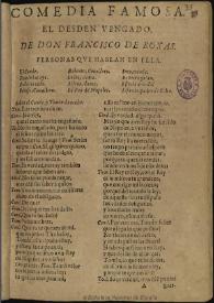 El desdén vengado / de don Francisco de Roxas | Biblioteca Virtual Miguel de Cervantes
