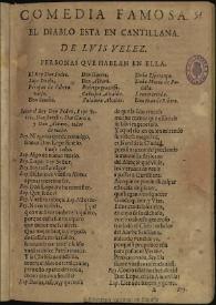 El diablo esta en Cantillana /  de Luis Velez | Biblioteca Virtual Miguel de Cervantes