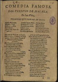 El verdugo de Malaga / de Luis Velez | Biblioteca Virtual Miguel de Cervantes