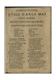 Quien habla más obra menos / Fernando de Zárate ; edición de Alberto Gutiérrez Gil | Biblioteca Virtual Miguel de Cervantes