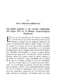 Arte hispanoamericano : Un pintor quiteño y un cuadro admirable del siglo XVI en el Museo Arqueológico Nacional / J. G. Navarro | Biblioteca Virtual Miguel de Cervantes