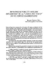Estrategias para un análisis infoasistido de la "lógica del texto" en un corpus calderoniano / Ricardo Serrano Deza | Biblioteca Virtual Miguel de Cervantes