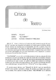Crítica de Teatro / por Rosana Torres | Biblioteca Virtual Miguel de Cervantes