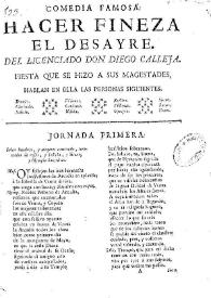 Hacer fineza el desayre / del licenciado Don Diego Calleja | Biblioteca Virtual Miguel de Cervantes