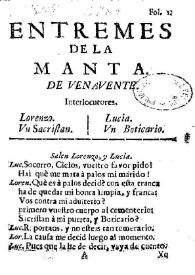 Entremes de la manta / de Venavente [sic] | Biblioteca Virtual Miguel de Cervantes