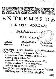 Entremes de la melindrosa / de Luis de Uenavente | Biblioteca Virtual Miguel de Cervantes