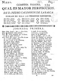 Qual es mayor perfeccion / de D. Pedro Calderon de la Barca | Biblioteca Virtual Miguel de Cervantes