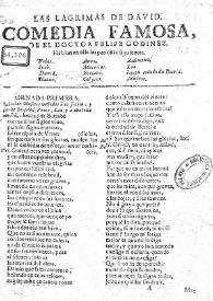 Las lagrimas de David / de el doctor Felipe Godinez | Biblioteca Virtual Miguel de Cervantes