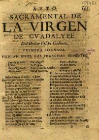 Auto Sacramental de la Virgen de Guadalupe / Del Doctor Felipe Godinez [sic] | Biblioteca Virtual Miguel de Cervantes