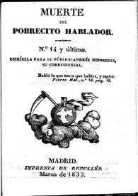 El Pobrecito Hablador : revista satírica de costumbres. Núm. 14 marzo de 1833 | Biblioteca Virtual Miguel de Cervantes