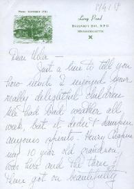 Carta dirigida a Aniela Rubinstein. Buzzards Bay (Massachusetts), 09-04-1959 | Biblioteca Virtual Miguel de Cervantes