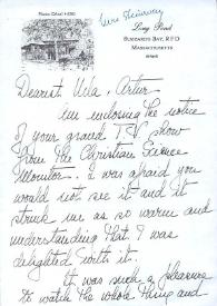 Carta dirigida a Aniela y Arthur Rubinstein. Buzzards Bay, Massachusetts (Estados Unidos), 15-09-1969 | Biblioteca Virtual Miguel de Cervantes