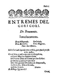 Entremes del gori gori / de Benauente | Biblioteca Virtual Miguel de Cervantes