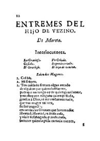 Entremes de Hijo de vezino / de Moreto | Biblioteca Virtual Miguel de Cervantes