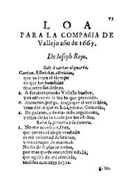 Loa para la Compañia de Vallejo año de 1665 / De Ioseph Rojo | Biblioteca Virtual Miguel de Cervantes