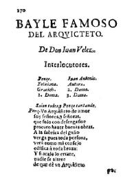 Bayle famoso del arquitecto / De Don Iuan Velez | Biblioteca Virtual Miguel de Cervantes