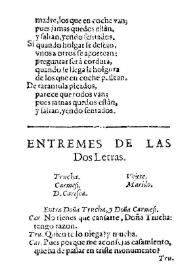 Entremes De las dos letras / [de Venauente] | Biblioteca Virtual Miguel de Cervantes